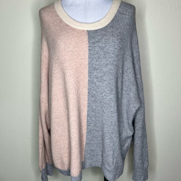 Madewell Westlake Colorblock Sweater Wool Alpaca Heather Beige Oversized Relaxed - Picture 1 of 6